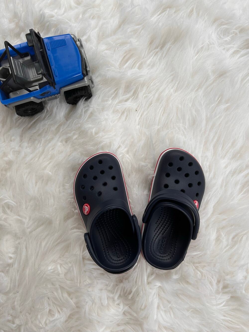 CROCS Kids Navy Clogs with Red Trim